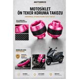 Motobros Motosiklet Aks Koruma Takozu Honda Pcx Uyumlu Motosiklet Ön Teker Takozu - Pembe Renk - 2 Adet