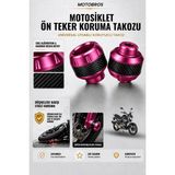 Motobros Motosiklet Aks Koruma Takozu Mondial Driftl Uyumlu Motosiklet Ön Teker Takozu - Pembe Renk - 2 Adet