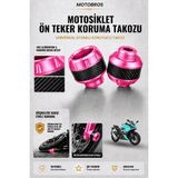 Motobros Motosiklet Aks Koruma Takozu Rks R250 Uyumlu Motosiklet Ön Teker Takozu - Pembe Renk - 2 Adet