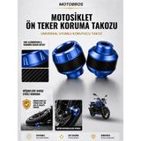 Motobros Motosiklet Aks Koruma Takozu Tvs Apache Uyumlu Motosiklet Ön Teker Takozu - Mavi Renk - 2 Adet
