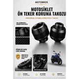 Motobros Motosiklet Aks Koruma Takozu Tvs Apache Uyumlu Motosiklet Ön Teker Takozu - Siyah Renk - 2 Adet