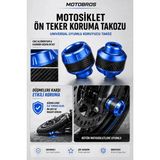 Motobros Motosiklet Aks Koruma Takozu Üniversal Motosiklet Ön Teker Takozu - MAVİ RENK - 2 Adet