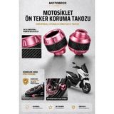 Motobros Motosiklet Aks Koruma Takozu Yamaha Nmax Uyumlu Motosiklet Ön Teker Takozu - Pembe Renk - 2 Adet