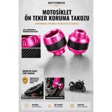 Motobros Motosiklet Aks Koruma Takozu Yamaha R25 Uyumlu Motosiklet Ön Teker Takozu - Pembe Renk - 2 Adet
