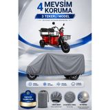 Motobros Motosiklet Brandası Apec Apm5 3 Tekerlekli Elektrikli Araç Brandası Gri 4 Mevsim Su Geçirmez Uv Korumalı