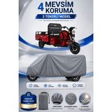 Motobros Motosiklet Brandası Apec Apt4 3 Tekerlekli Elektrikli Araç Brandası Gri 4 Mevsim Su Geçirmez Uv Korumalı
