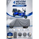 Motobros Motosiklet Brandası Arora Derya XLT48 3 Tekerlekli Elektrikli Araç Brandası Gri 4 Mevsim Su Geçirmez Uv Korumalı
