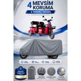 Motobros Motosiklet Brandası Arora Felıx Plus 3 Tekerlekli Elektrikli Araç Brandası Gri 4 Mevsim Su Geçirmez Uv Korumalı