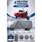 Motobros Motosiklet Brandası Arora Mını Cargo 3 Tekerlekli Elektrikli Araç Brandası Gri 4 Mevsim Su Geçirmez Uv Korumalı