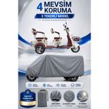 Motobros Motosiklet Brandası FALCON FAMIGO 10000 3 Tekerlekli Elektrikli Araç Brandası Gri 4 Mevsim Su Geçirmez UV Korumalı