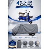 Motobros Motosiklet Brandası Kral Motor Dolphın-L 3 Tekerlekli Elektrikli Araç Brandası Gri 4 Mevsim Su Geçirmez