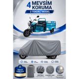 Motobros Motosiklet Brandası KRAL MOTOR ENIF 500 3 Tekerlekli Elektrikli Araç Brandası Gri 4 Mevsim Su Geçirmez UV Korumalı