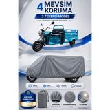 Motobros Motosiklet Brandası Kral Motor Enıf 500 3 Tekerlekli Elektrikli Araç Brandası Gri 4 Mevsim Su Geçirmez