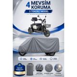 Motobros Motosiklet Brandası Volta Apm2 Kırmızı Model 3 Tekerlekli Elektrikli Araç Brandası Gri 4 Mevsim Su Geçirmez