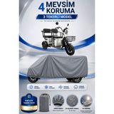 Motobros Motosiklet Brandası Volta Apm5 3 Tekerlekli Elektrikli Araç Brandası Gri 4 Mevsim Su Geçirmez Uv Korumalı