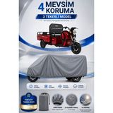 Motobros Motosiklet Brandası Volta Apt4 Kırmızı Model 3 Tekerlekli Elektrikli Araç Brandası Gri 4 Mevsim Su Geçirmez