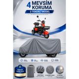 Motobros Motosiklet Brandası Yuki Yk-56 Pony 3 Tekerlekli Elektrikli Araç Brandası Gri 4 Mevsim Su Geçirmez Uv Korumalı
