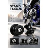 Motobros Motosiklet Kaldırma Sehpası Takozu Motor Stand Takozu 8 MM Arka Sehpa Paddock Stand Aparatı Salıncak Makarası Siyah