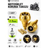 Motobros Motosiklet Koruma Takozu Bajaj Pulsar RS200 Uyumlu Motor Takozu Egsoz Koruma Takozu Gold 2’li Set Universal Grenaj Koruma Takozu Montaj Vidalı