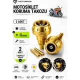 Motobros Motosiklet Koruma Takozu Cf Moto SR250 Uyumlu Motor Takozu Egsoz Koruma Takozu Gold 2’li Set Universal Grenaj Koruma Takozu Montaj Vidalı