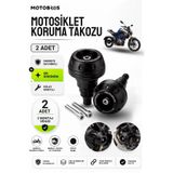 Motobros Motosiklet Koruma Takozu Cfmoto NK250 Uyumlu Motor Takozu Egsoz Koruma Takozu Siyah 2’li Set Universal Grenaj Koruma Takozu Montaj Vidalı