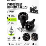 Motobros Motosiklet Koruma Takozu Dominar Uyumlu Motor Takozu Egsoz Koruma Takozu Siyah 2’li Set Universal Grenaj Koruma Takozu Montaj Vidalı