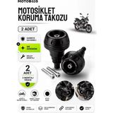 Motobros Motosiklet Koruma Takozu Drift L Uyumlu Motor Takozu Egsoz Koruma Takozu Siyah 2’li Set Universal Grenaj Koruma Takozu Montaj Vidalı