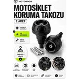 Motobros Motosiklet Koruma Takozu Motor Takozu Egsoz Koruma Takozu Siyah 2’li Set Universal Grenaj Koruma Takoz
