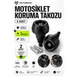 Motobros Motosiklet Koruma Takozu Motor Takozu Egsoz Koruma Takozu Siyah 2’li Set Universal Grenaj Koruma Takozu Montaj Vidalı