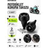 Motobros Motosiklet Koruma Takozu Rks R250 Uyumlu Motor Takozu Egsoz Koruma Takozu Siyah 2’li Set Universal Grenaj Koruma Takozu Montaj Vidalı