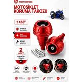 Motobros Motosiklet Koruma Takozu Yamaha R25 Uyumlu Motor Takozu Egsoz Koruma Takozu Kırmızı 2’li Set Universal Grenaj Koruma Takozu Montaj Vidalı