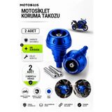 Motobros Motosiklet Koruma Takozu Yamaha R25 Uyumlu Motor Takozu Egsoz Koruma Takozu Mavi 2’li Set Universal Grenaj Koruma Takozu Montaj Vidalı