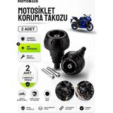 Motobros Motosiklet Koruma Takozu Yamaha R25 Uyumlu Motor Takozu Egsoz Koruma Takozu Siyah 2’li Set Universal Grenaj Koruma Takozu Montaj Vidalı