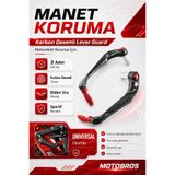 Motobros MOTOSİKLET MANET KORUMA Motosiklet Elcik KARBON DESEN KIRMIZI UNİVERSAL CNC MODEL