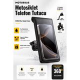 Motobros Motosiklet Telefon Tutucu Motor Telefon Tutucu Su Geçirmez Telefon Tutucu Ayna-Gidon Bağlantılı