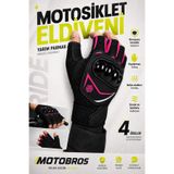 Motobros MW120P Pembe Parmaksız Motosiklet Eldiveni Pembe Yazlık Yarım Motorcu Eldiveni Kaydırmaz Tutuculu CE EN-13594 Sertifikalı