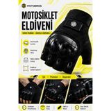Motobros MW130S SİYAH Parmaksız Motosiklet Eldiveni Yazlık Yarım Motorcu Eldiveni Kaydırmaz Tutuculu CE EN-13594 Sertifikalı