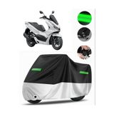 MotoEN Honda PCX150 Arka Çanta Uyumlu Premium Motosiklet Brandası(Kilit Uyumlu)Siyah-Gri