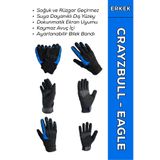 MOTOKIT Crazybull Eagle Mavi / Suya ve Rüzgara Dayanıklı Kışlık Erkek Motosiklet Eldiveni + BUFF HEDİYELİ
