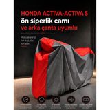Motokit Honda Actıva - Actıva S Ön Siperlik Camı ve Arka Çanta Uyumlu Lüx Premium Suya ve Güneş Işınlarına Karşı Dayanıklı Motosiklet Brandası - M - L