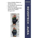 Motokit Revertech Aura Lacivert - Neon L / Yarım Parmak - Kaymaz Avuç Içi Motosiklet Eldiveni (Erkek)