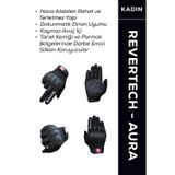 MOTOKIT Revertech Aura Siyah - Dokunmatik Ekran Uyumlu Kadın Motosiklet Eldiveni + BUFF HEDİYELİ