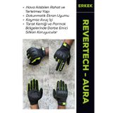 MOTOKIT Revertech Aura Siyah / Neon - Dokunmatik Ekran Uyumlu Erkek Motosiklet Eldiveni + BUFF HEDİYELİ