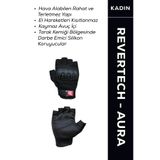 MOTOKIT Revertech Aura Siyah / Yarım Parmak - Kaymaz Avuç İçi Kadın Motosiklet Eldiveni