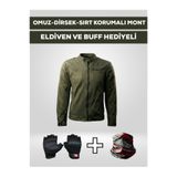 MOTOKIT Revertech Aura Yeşil / Bel, Dirsek ve Sırt Korumalı Motosiklet Montu + ELDİVEN VE BUFF HEDİYELİ