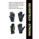 Motokıt Revertech Strong Blue Skull / Su Ve Rüzgar Geçirmez Kışlık Motosiklet Eldiveni + Buff Hediyeli