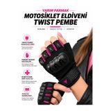 MOTOKIT Twist Pembe / Yarım Parmak - Kaymaz Avuç İçi Kadın Motosiklet Eldiveni