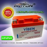 Moton 12N6,5L-BS Uyumlu Lifepo4 Lityum Motosiklet Aküsü (220 Cca Marş Gücü / Hafif Tasarım)