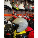 Motopya Gri Yarım Model Açık Kask ABS Malzemeden Üretilmiş Motosiklet Kaskı 59/60 cm Beden