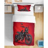 Motor 3D Dijital Baskılı Tek Kişilik Genç Çarşafsız Nevresim Takımı - Kırmızı - 160 x 220 cm